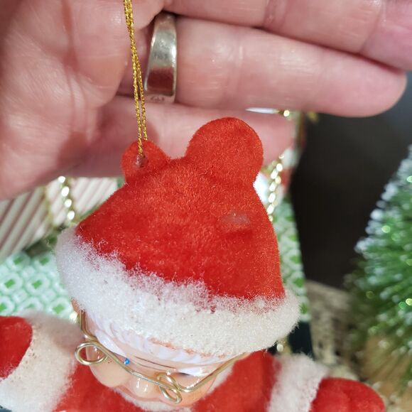 Cute MCM Vintage Christmas Red Flocked Mrs Claus Ornament 4" Made in Hong Kong - Picture 3 of 8